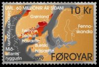 Pangea on stamp of Faroe island 2009