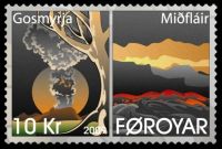 Volcanic Ash on stamp of the Faroe Islands 2009