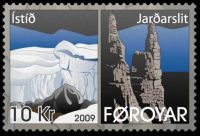Depressions, Ice Ages and Erosion on stamp of the Faroe Islands 2009