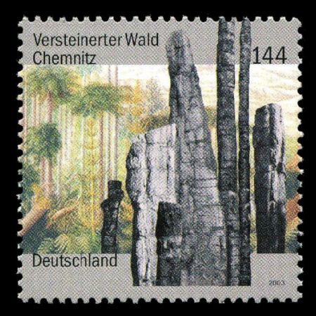 Petrified forest of Chemnitz on stamp of Germany 2003