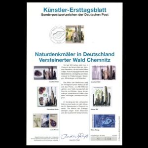 Petrified wood from Chemnitz on souvenir sheet of Germany 2003