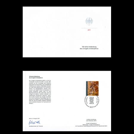 Souvenir Sheet with <em>Archaeopteryx</em> stamp of Germany 2011