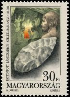 Cro Magnon on stamp of Hungary 1993