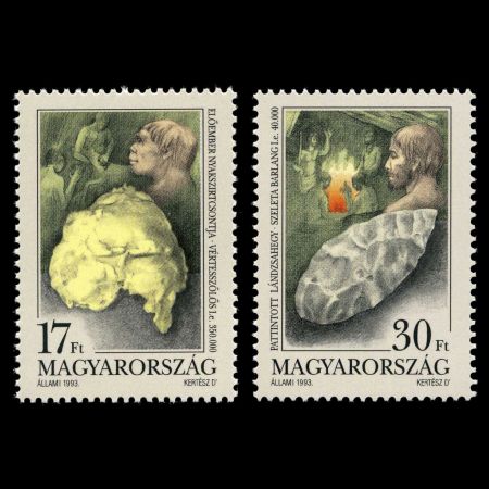 Prehistoric humans on stamps of Hungary 1993