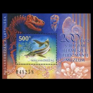 Dinosaurs on blackprint stamps of Hungary 2018