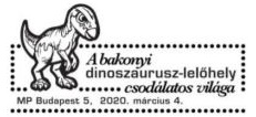 Mochlodon vorosi dinosaur on postmark of Hungary 2020