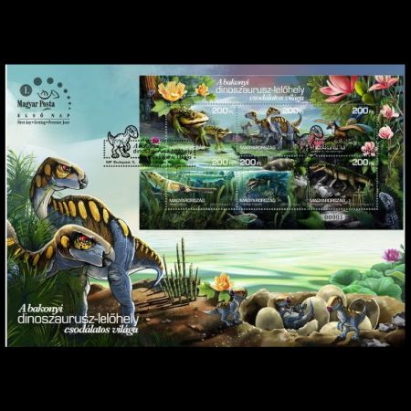 Dinosaurs and other prehistoric animals on FDC of Hungary 2020