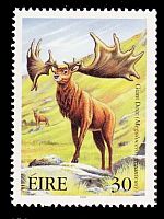 Giant deer on extinct irish animals stamp of Ireland 1999