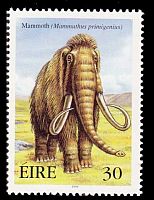 Mammoth on extinct irish animals stamp of Ireland 1999