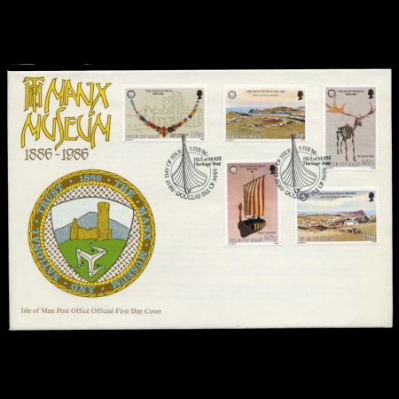 Great Deer among other artifacts on the Manx museum stamps og Isle of Man 1986