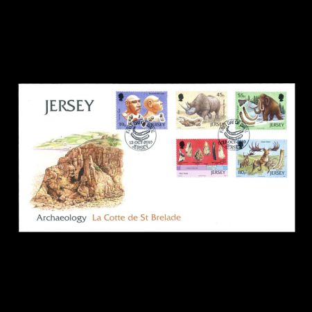 Prehistoric animals on FDC of Jersey 2010