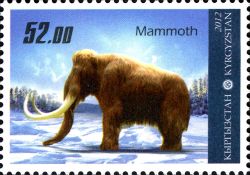 Mammuthus on stamp of Kyrgyzstan 2012