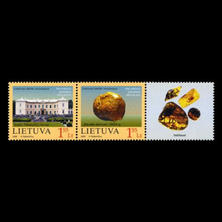 Insect in amber on stamp of Palanga Amber Museum of Lithuania 2009