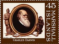 Charles Darwin on stamp of Marshall islands 2012