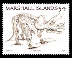 Triceratops on stamps of Marshall Islands 2015