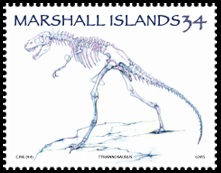Tyrannosaurus on stamps of Marshall Islands 2015