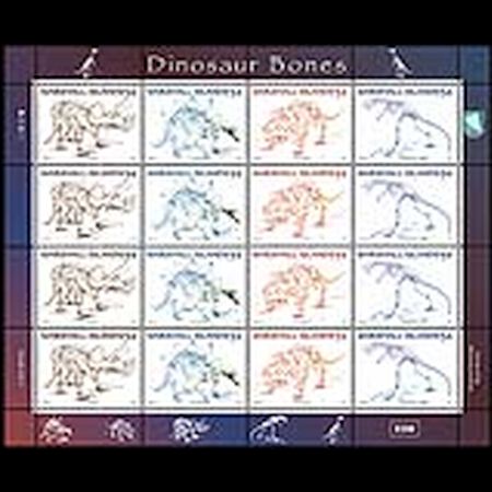 Mini Sheet of dinosaur bones stamps of Marshall Islands 2015