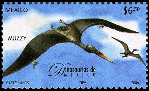 Muzzy pterosaur on stamp of Mexico