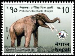 Gomphotherium on post stamp of Nepal 2014
