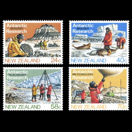 Plant Fossil on Antarctic Research stamps of New Zealand 1984