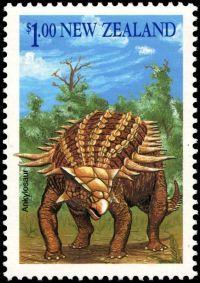 Ankylosaur on stamp of New Zealand 1993