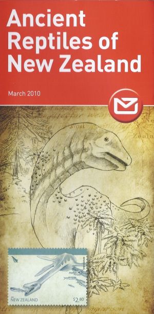 Official flyer of New Zealand's Post about Ancient Reptiles stamp of New Zealand 2010