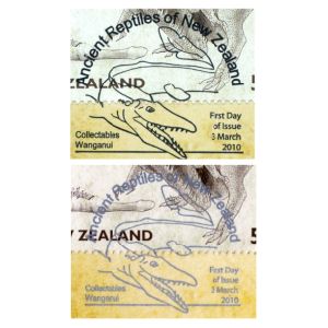 Moanasaurus on mint commemorative postmark of New Zealand 2010
