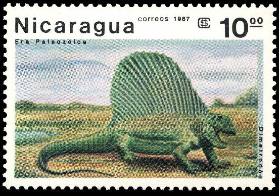 Dimetrodon on stamp of Nicaragua 1987