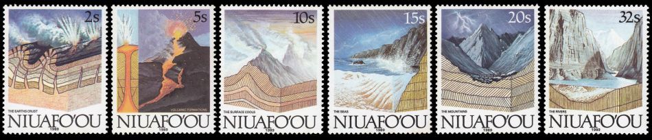 The Monochrome Proofs cards of Evolution of the Earth issue of Niuafoʻou 1989