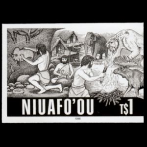 Prehistoric humans and animals on stamps of Niuafoʻou 1996