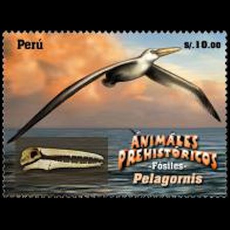 Fossils of Prehistoric animals: Levyatan Melvillei on stamp of Peru 2011