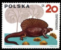 EDAPHOSAURUS on stamp of Poland 1965