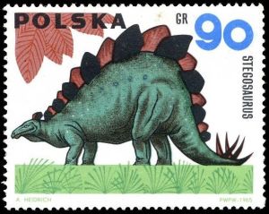 Stegosaurus on samp of Poland 1966