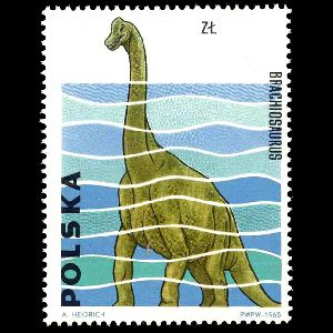 Mesosaurus on stamp of Poland 1965 with production error