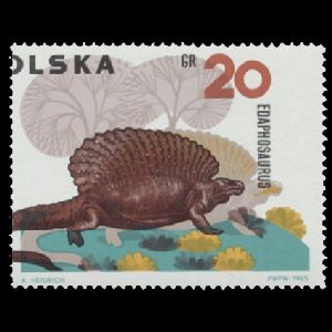 Mesosaurus on stamp of Poland 1965 with production error