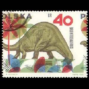 Stegosaurus on stamp of Poland 1965 with production error