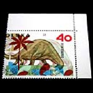 Edaphosaurus on stamp of Poland 1965 with production error