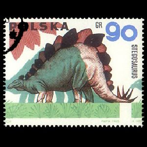 Edaphosaurus on stamp of Poland 1965 with production error