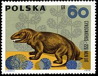 Cynognathus on stamp of Poland 1966