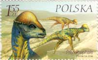 Prenocephale dinosaur on stamp of Poland 2000