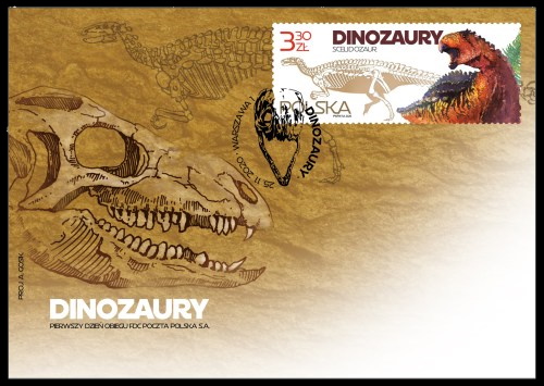 Scelidosaurus dinosaur on stamp of Poland 2020