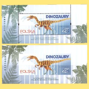 Compsognathus dinosaur on stamps of Poland 2025