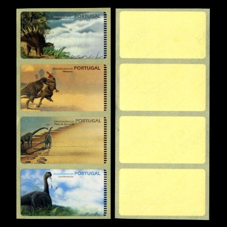 Blank labels of dinosaur ATM stamps of Portugal 1999-2002