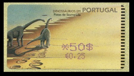 Amiel dinosaur ATM stamp, Portugal 2000