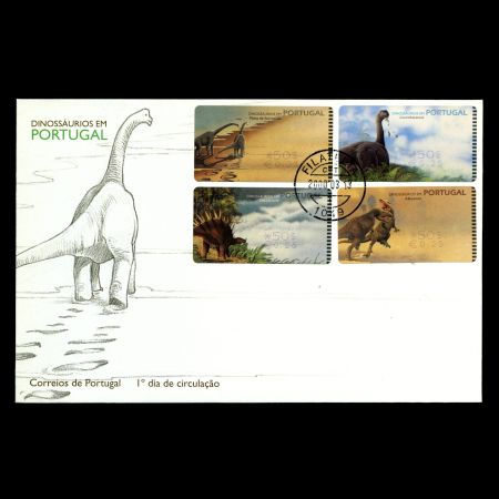 FDC of dinosaur ATM stamps of Portugal 2000