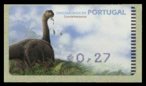 dinosaur ATM stamp of Portugal 2002 issued by Amiel machine