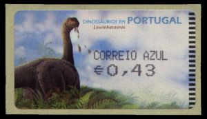 dinosaur ATM stamp of Portugal 2002 issued by Amiel machine