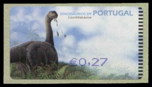 dinosaur ATM stamp of Portugal 2002 issued by ePost machine