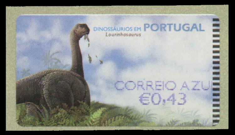 dinosaur ATM stamp of Portugal 2002 issued by SMD machine