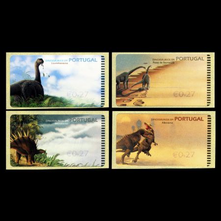 dinosaurs and their footprint on ATM stamps of Portugal 2002